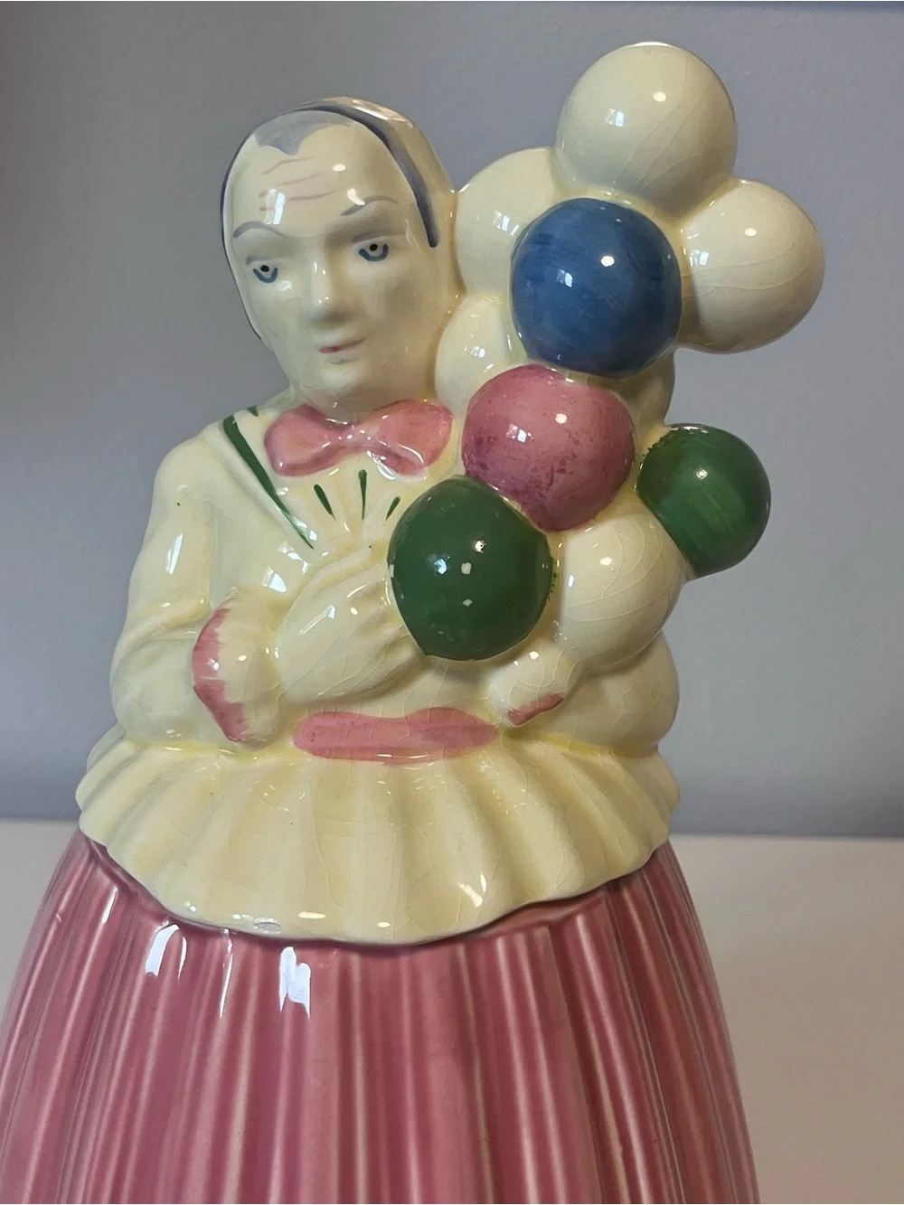 Vintage Pottery Guild of America Balloon Lady Ceramic Cookie Jar 1940's 11.5”